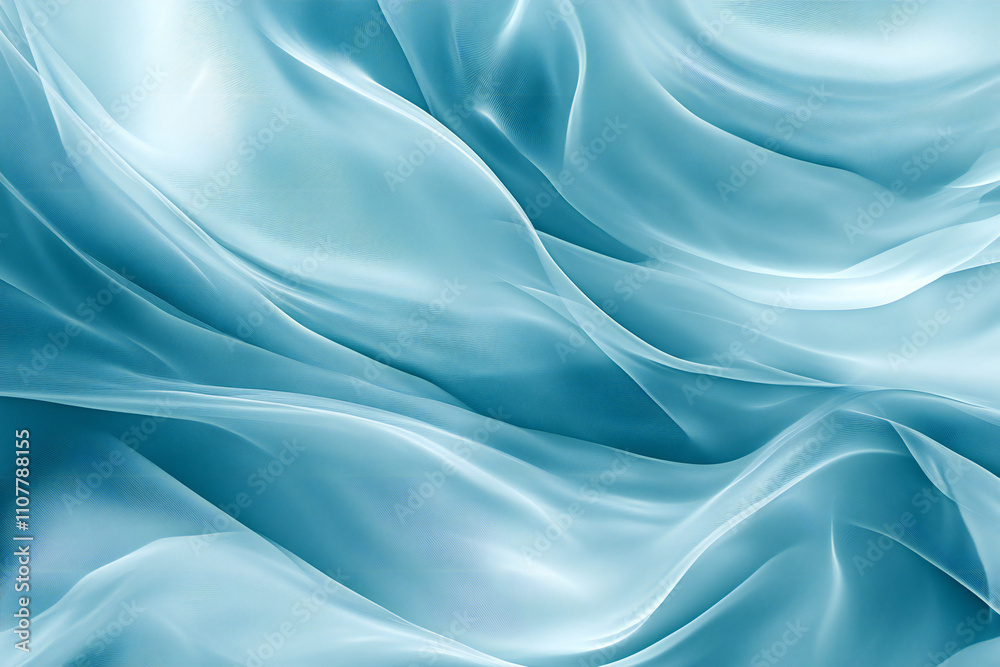 Fototapeta premium Calming Flowing Blue and Turquoise Waves, Soft Fluid Motion and Abstract Water Design for Relaxing and Serene Background