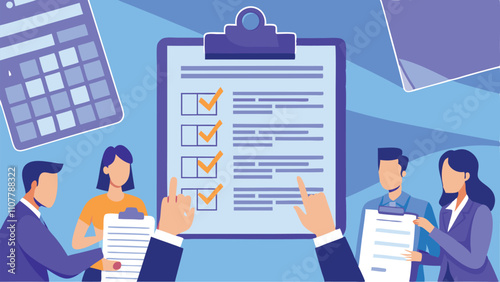 brainstorm or work discussion, task or meeting reminder clipboard, business people meeting with agenda checklist