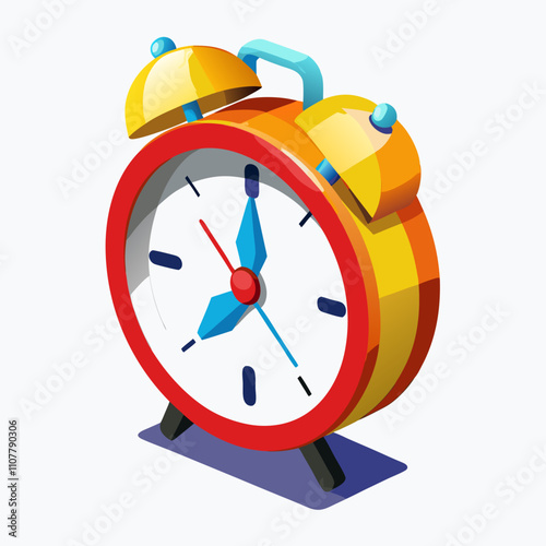 3D Alarm Clock Isolated on White Background