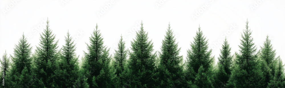 Fototapeta premium trees forest studio white background ai generated panoramic concept
