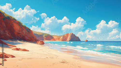 Summer sandy beach in Algarve, Costa Vicentina, Portugal, perfect for a natural vacation getaway