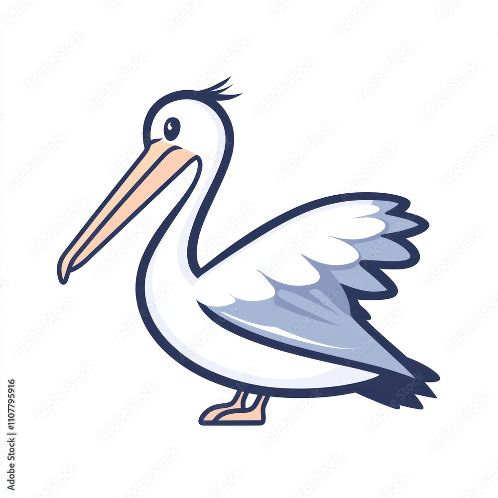 Fototapeta premium Cute cartoon pelican illustration.