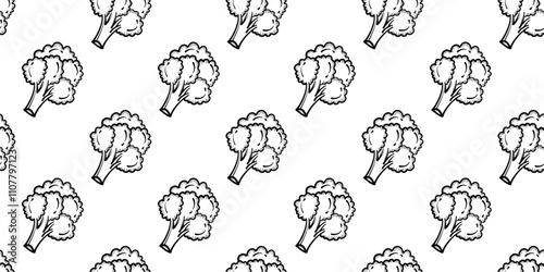 vintage broccoli pattern Background. broccoli doodle pattern background. seamless pattern broccoli.