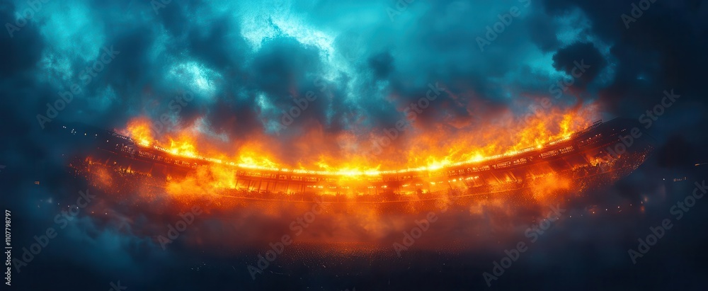 vibrant stadium lights illuminate the night casting dramatic shadows on swirling smoke the energy of the arena is palpable creating an electrifying atmosphere vibrant stadium lights illuminate the night casting dramatic shadows on swirling smoke the energy of the arena is palpable creating an electrifying atmosphere