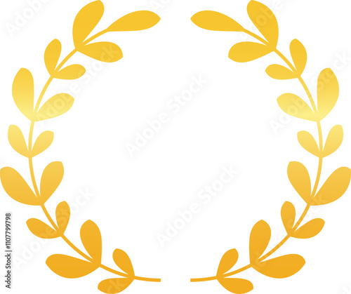 Stunning golden laurel wreath elegantly crafted in a perfect circle, adding prestige to projects related to awards, victory, or achievement. Ideal for celebrating success and honoring champions