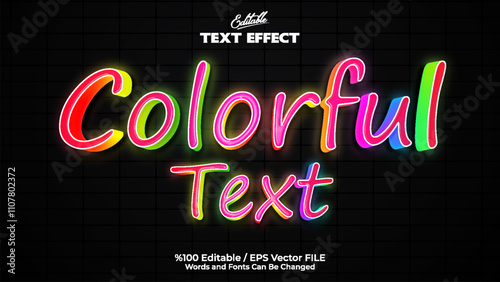 Colorful style editable Neon Text Effect photo