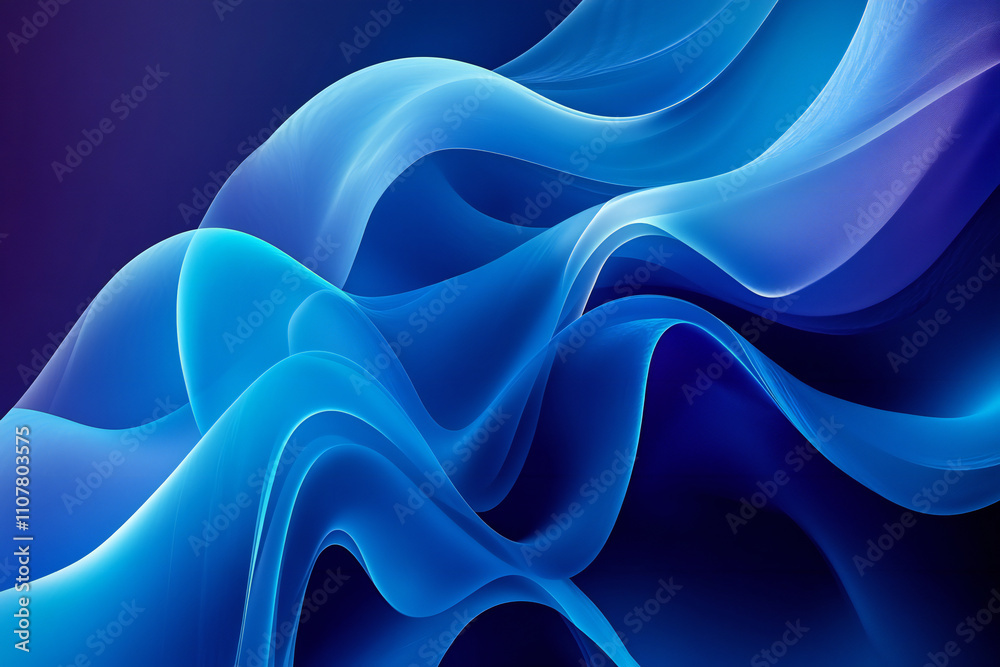 Obraz premium Elegant Blue Abstract Waves with Smooth Curves and Gradient Textures for Modern and Minimalist Design Themes