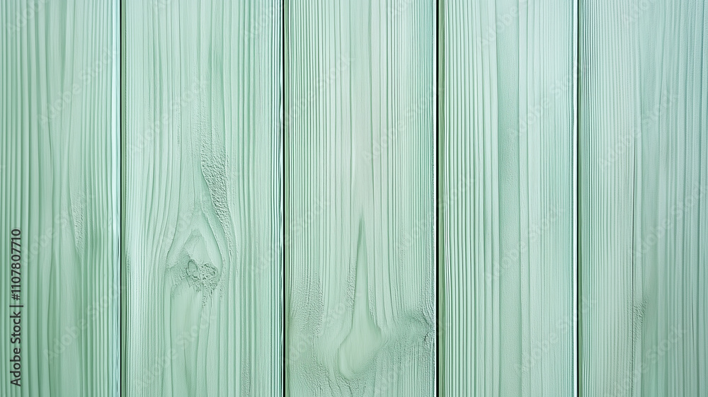 Obraz premium Pastel green wooden planks wall background.