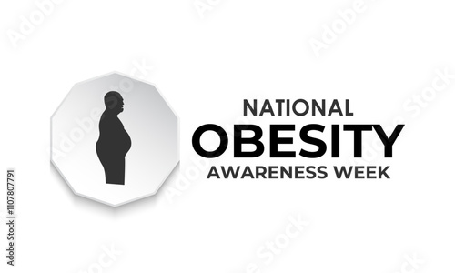 National Obesity Awareness Week is January. A old man fat belly and ribbon Banner poster, flyer and background design template. Vector illustration. Eps 10.