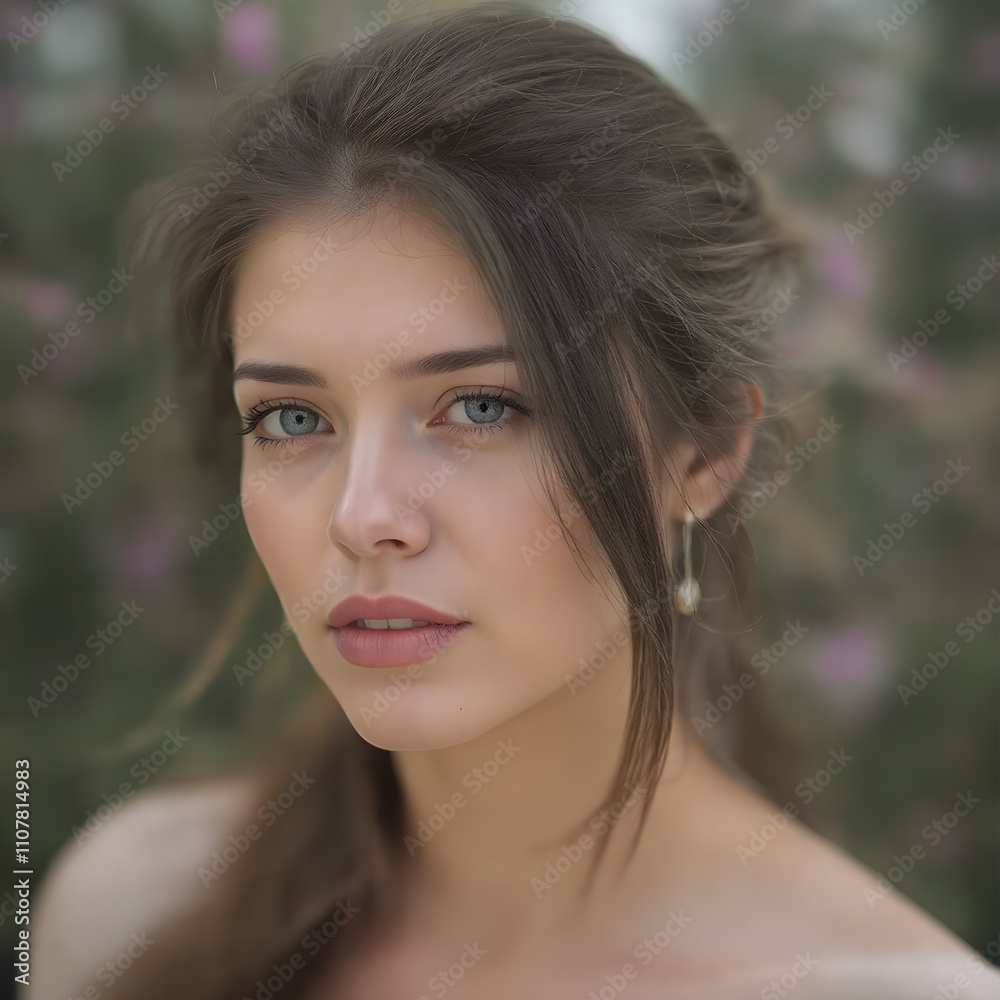 Una linda chica que mira con algo de desconfianza a un costado con sus lindos ojos Una linda chica que mira con algo de desconfianza a un costado con sus lindos ojos