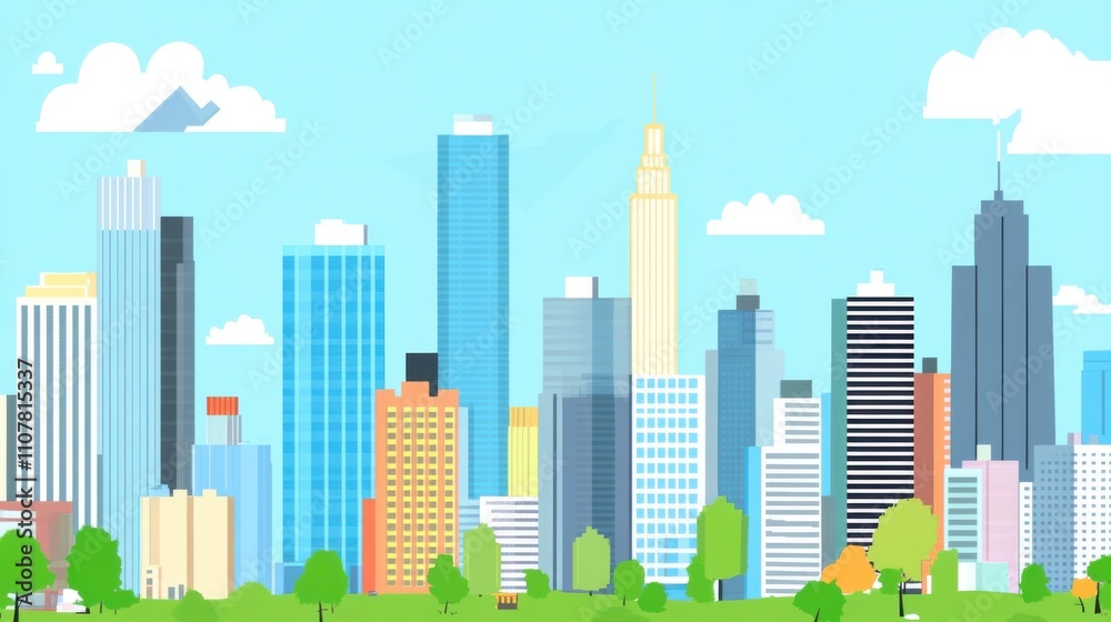 Obraz premium Modern City Skyline: Urban Life & Contemporary Architecture