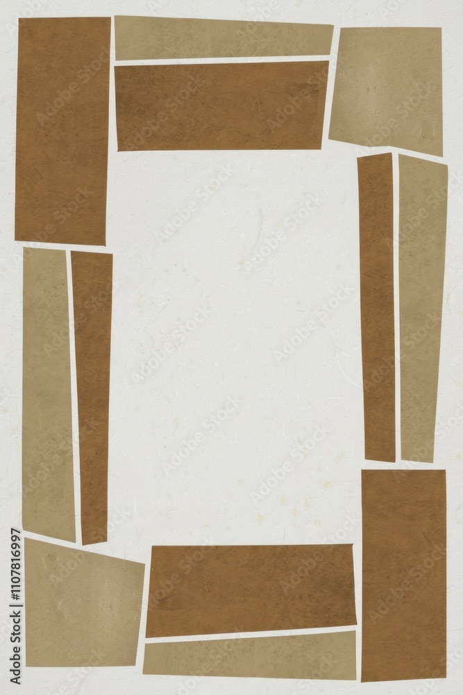 Fototapeta premium Abstract brown frame. Modern geometric art; beige and brown rectangles form a frame, suggesting simplicity and elegance.