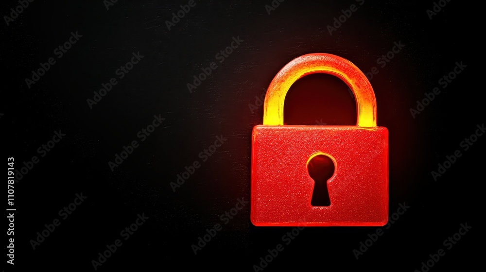 Fototapeta premium A glowing red padlock on a dark background symbolizes security and protection.
