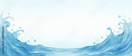 Watercolor ocean underwater banner bubbles. Save World oceans day. See or lake watercolor photo