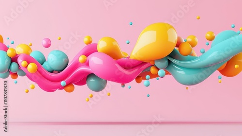 Watersoluble polymers, dissolving in a dynamic fluid simulation, 3D illustration photo