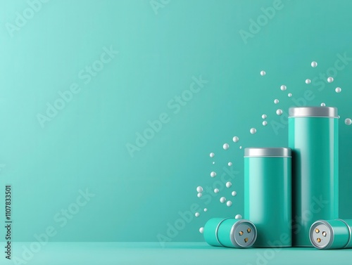 Energystoring polymers, electrochemical interactions in batteries, 3D illustration