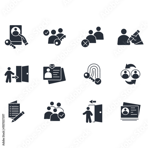 User account icon set.vector.Editable stroke.linear style sign for use web design,logo.Symbol illustration.