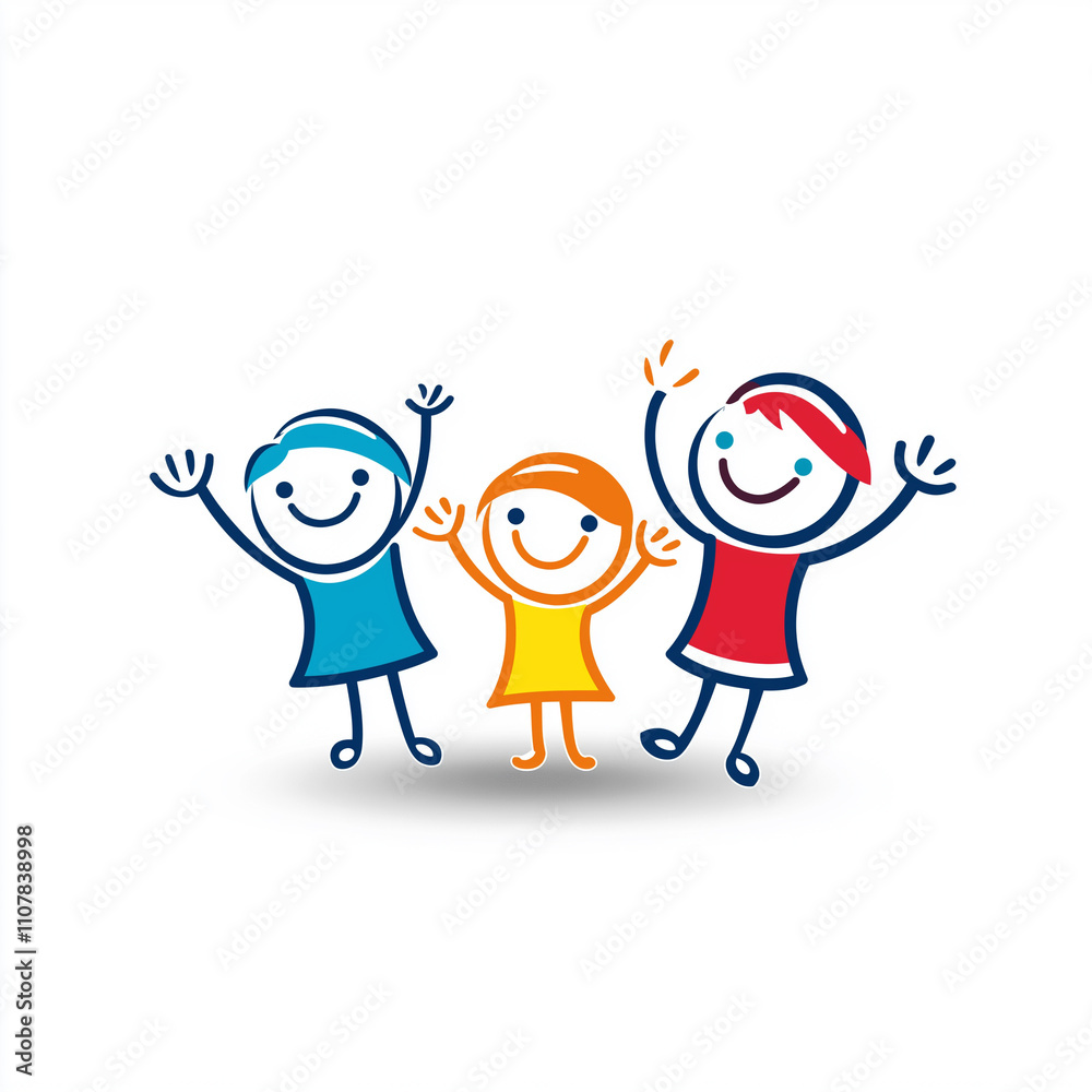 Fototapeta premium Three children are standing together and smiling