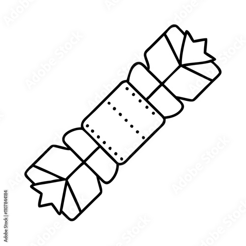 christmas cracker icon, christmas illustration, holiday icon - simple black line art of achristmas cracker , symbolizing holiday celebrations and festive spirit. photo