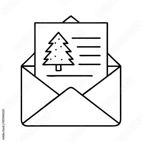 christmas letter icon, christmas illustration, holiday icon - simple black line art of achristmas letter , symbolizing holiday celebrations and festive spirit. photo