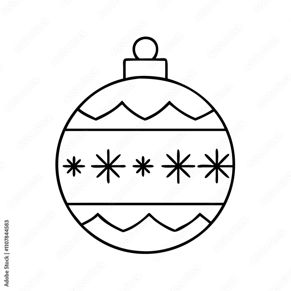 Obraz premium christmas ornament ball icon, christmas illustration, holiday icon - simple black line art of achristmas ornament ball , symbolizing holiday celebrations and festive spirit.