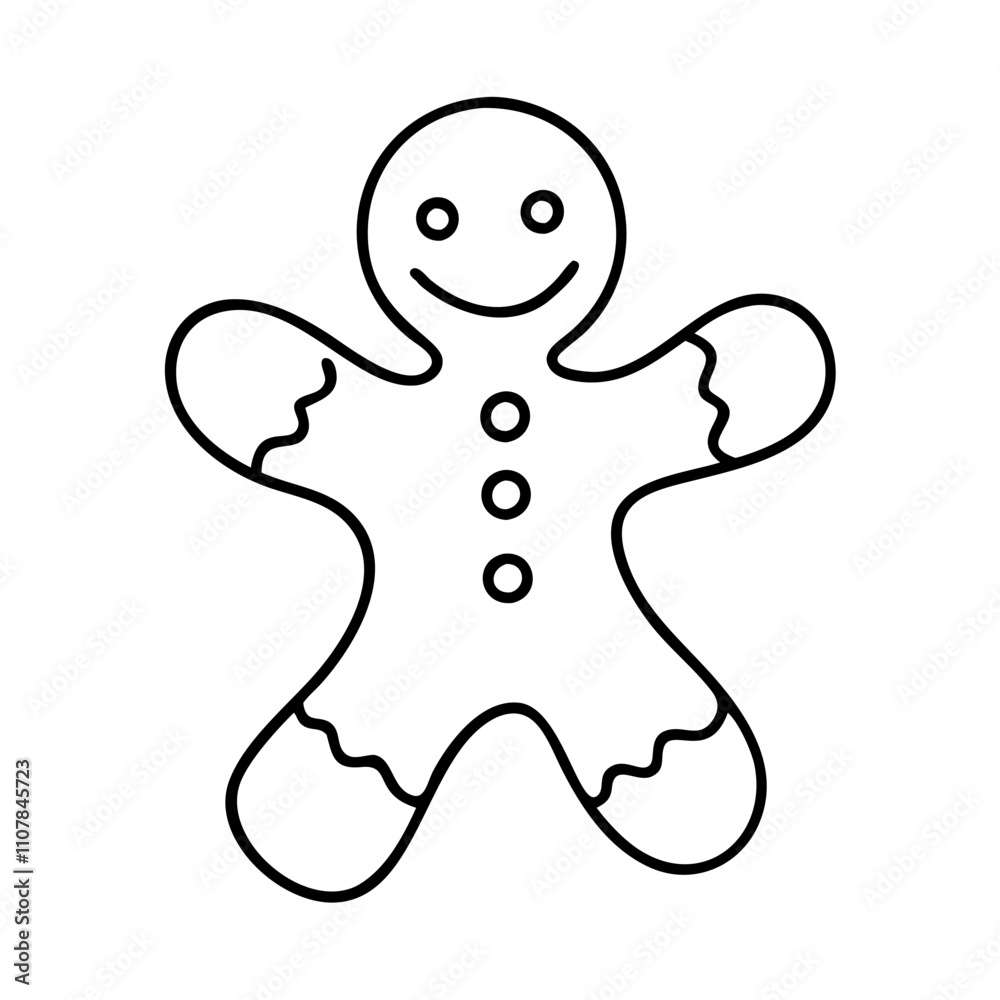 Obraz premium gingerbread man icon, christmas illustration, holiday icon - simple black line art of agingerbread man , symbolizing holiday celebrations and festive spirit.