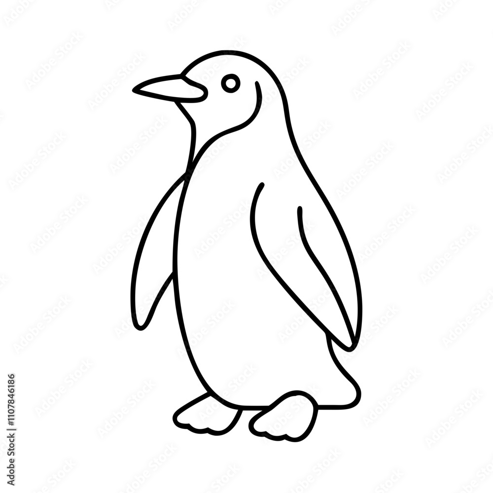 Obraz premium penguin icon, christmas illustration, holiday icon - simple black line art of apenguin , symbolizing holiday celebrations and festive spirit.