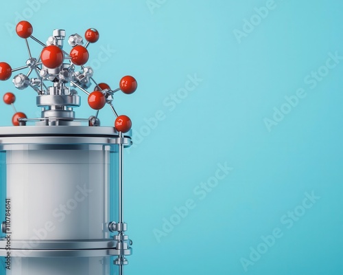 Microreactor with nanocatalysts, advanced chemical process, 3D illustration photo