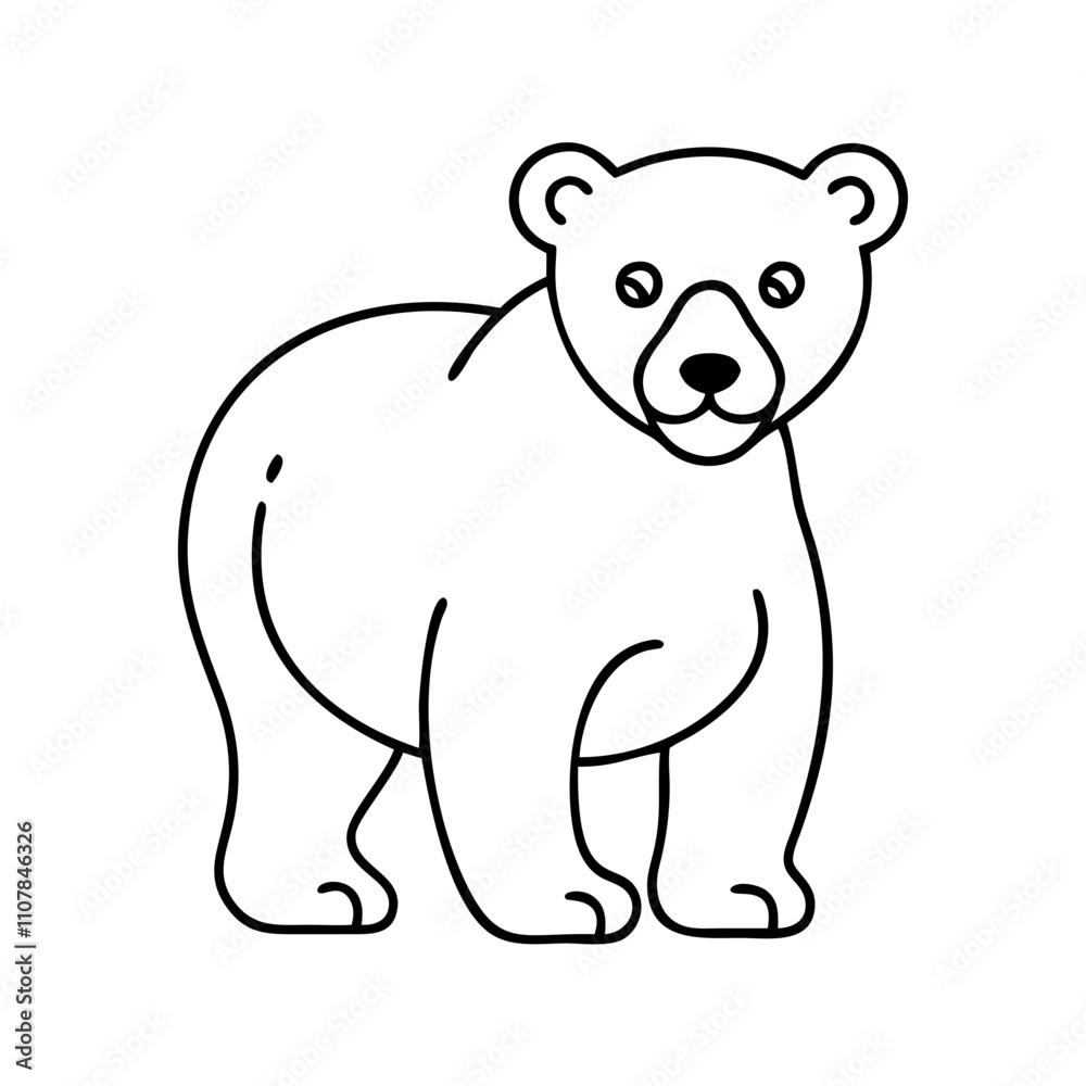 Obraz premium polar bear icon, christmas illustration, holiday icon - simple black line art of apolar bear , symbolizing holiday celebrations and festive spirit.