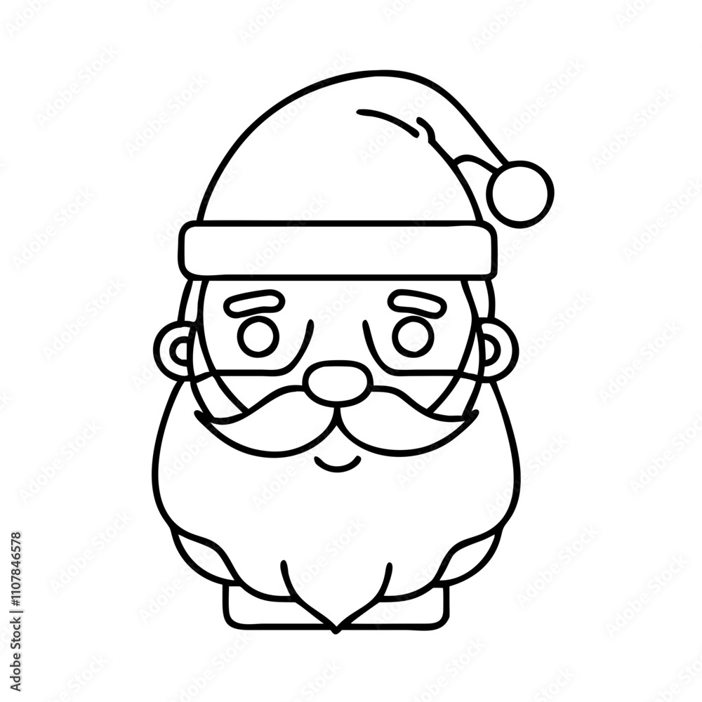Obraz premium santa claus icon, christmas illustration, holiday icon - simple black line art of asanta claus , symbolizing holiday celebrations and festive spirit.