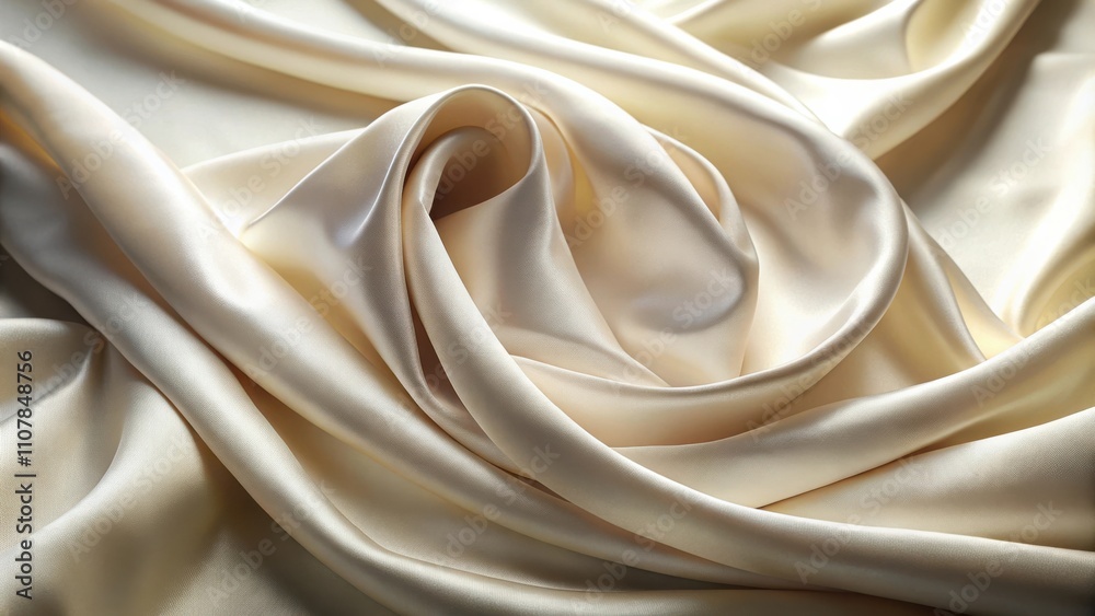 Obraz premium A close-up view of smooth, flowing, creamy white satin fabric with a soft, gentle texture.