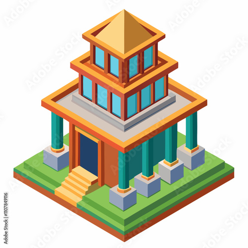 3D Render of Isolated Building Structure