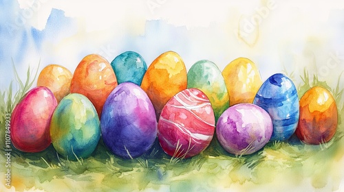 Easter eggs, watercolor - photo