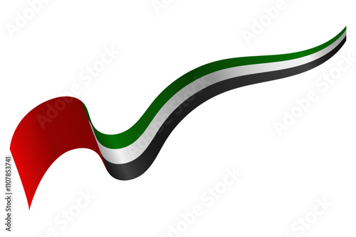 UAE Flag Ribbon Isolated Background.