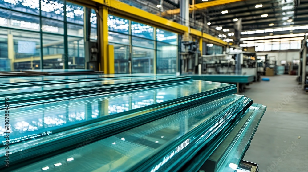 Fototapeta premium Glass factories manufacture glass for use in buildings and residences
