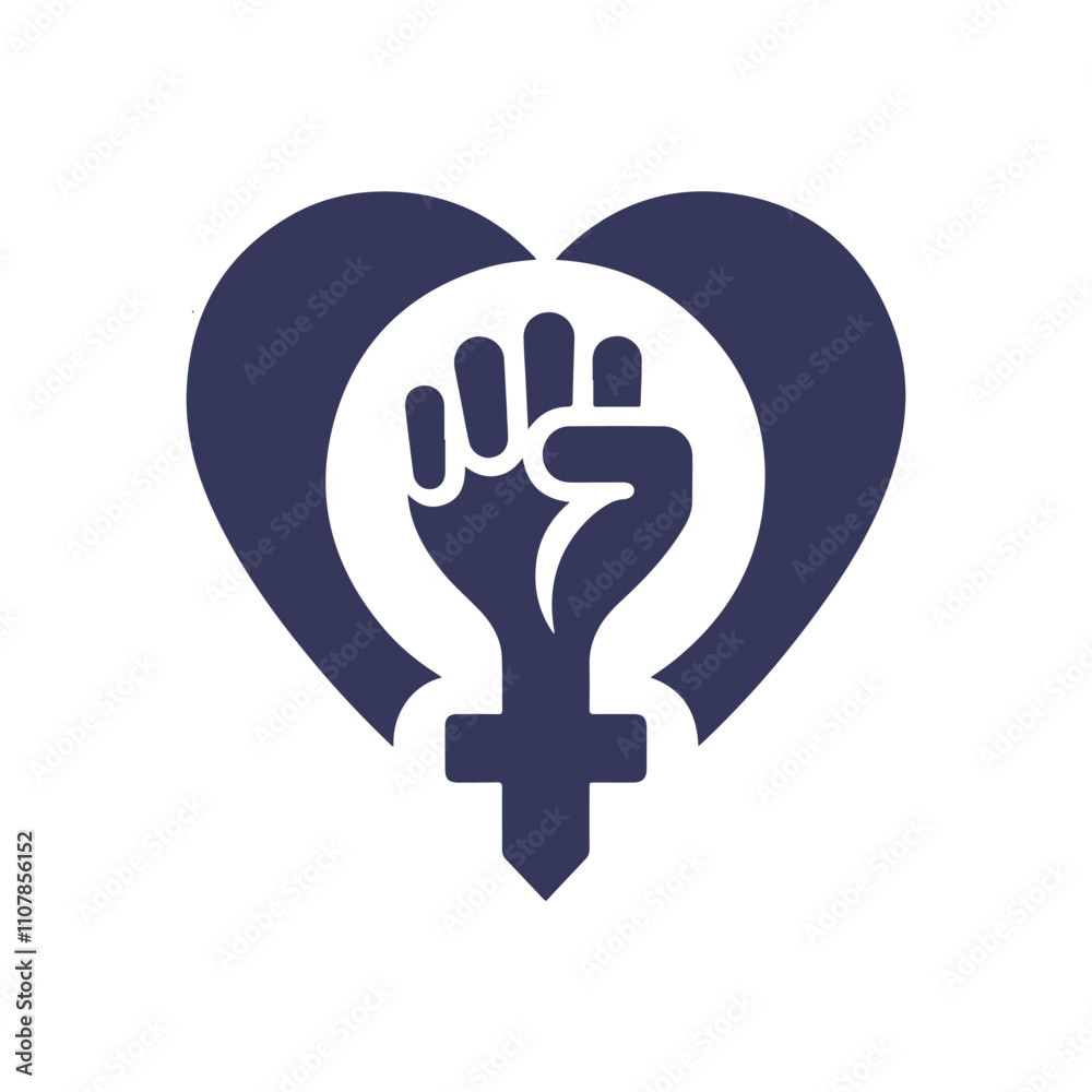 Fototapeta premium Heart and Hand Silhouette for Women's Day Vector Illustration
