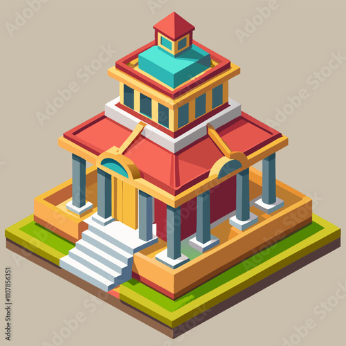 3D Render of an Isolated Building Structure