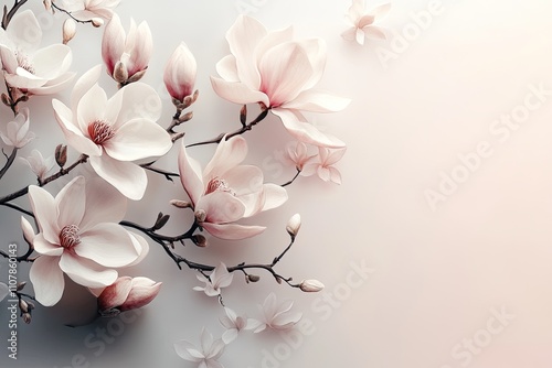A floral arrangement of magnolia flowers painted with soft gradients