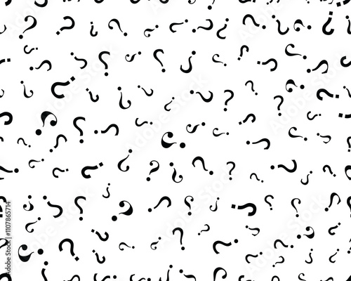 Black seamless pattern with question marks 