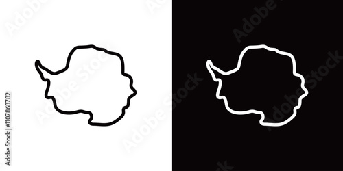 南極大陸のシンプルなラインアイコン