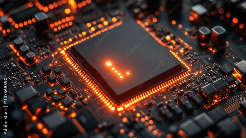 Obraz premium fast speed electronic transmission circuit 3d rendering