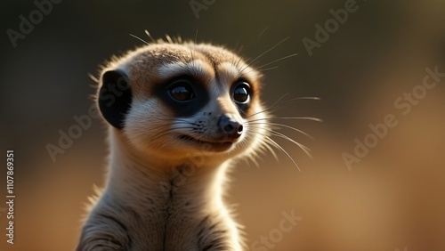 Wallpaper Mural A close-up of a meerkat, 60% face, 40% body. Its alert eyes, small ears, and slender body stand out, surrounded by soft lighting that highlights its vigilant, curious nature. Torontodigital.ca