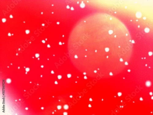 The fantasy bokeh and blur abstract colorful background texture with Orange , white and red colours.illustration snowflake or snowfall in the season of december 