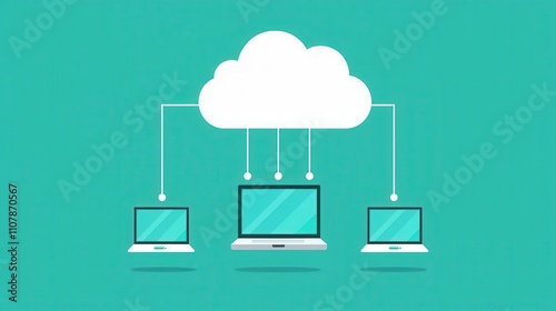 Illustration of a cloudbased registration system syncing across devices, emphasizing connectivity photo