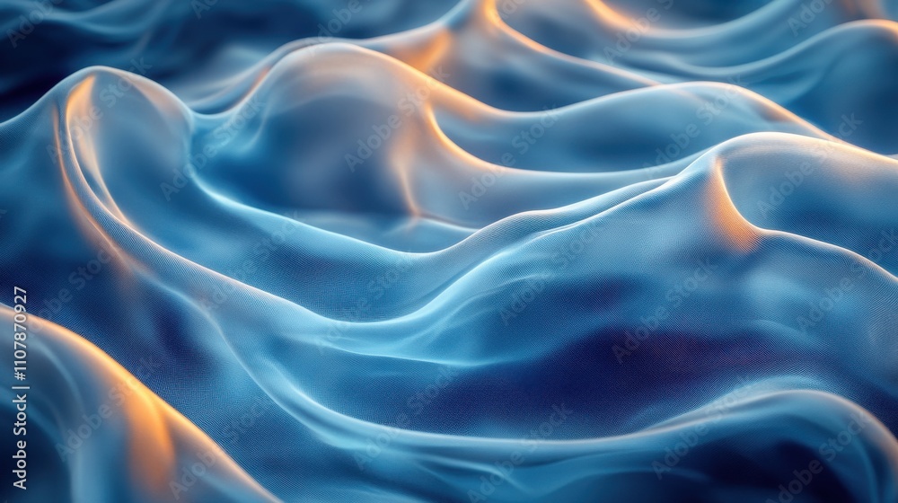 Obraz premium flowing transparent blue cloth 3d rendering