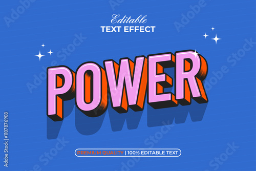 Power 3D Text Effect Vintage Comic Style. Editable Text Effect.