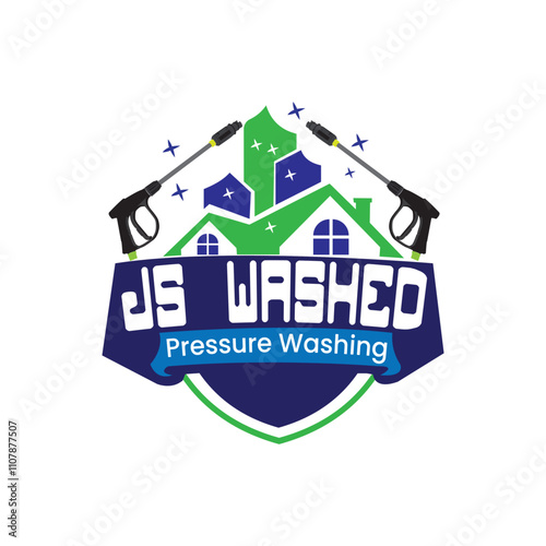 Pressure washing logo design. House icon, Power washing logo design