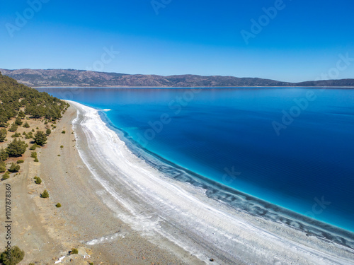 Fototapeta Naklejka Na Ścianę i Meble -  Salda Lake drone view in Burdur Province in Turkey