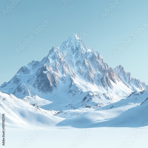 Majestic snow-covered mountain peak. photo