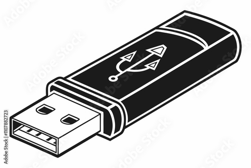 USB Icon Silhouette Vector Design On White Background.